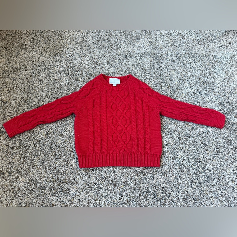 Little English Toddler Red Cable Knit Sweater - 2T